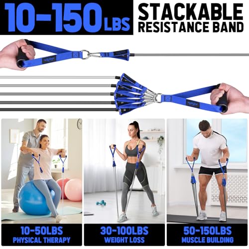 WALITO Resistance Bands Set - Exercise Bands with Handles, Door Anchor, Legs Ankle Straps, for Heavy Resistance Training, Physical Therapy, Muscle Training, Yoga, Home Workouts - Image 4