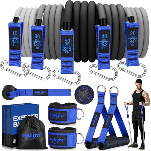 WALITO Resistance Bands Set - Exercise Bands with Handles, Door Anchor, Legs Ankle Straps, for Heavy Resistance Training, Physical Therapy, Muscle Training, Yoga, Home Workouts - Image 1