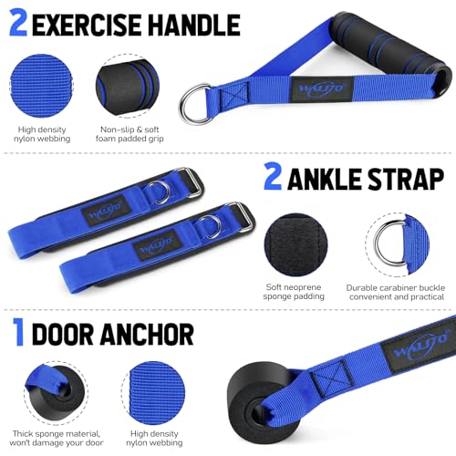 WALITO Resistance Bands Set - Exercise Bands with Handles, Door Anchor, Legs Ankle Straps, for Heavy Resistance Training, Physical Therapy, Muscle Training, Yoga, Home Workouts - Image 3