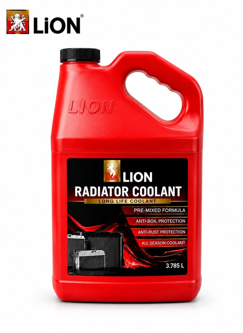LION Radiator Coolant Ready to Use Red Coolant Liquid 3.785L Long Life Engine Cooling Fluid for Asian Vehicles Anti Rust Corrosion Protection Temperature Control Pre Mixed Formula for Car SUV Pickup Truck Radiator System Care   ERPC1001 - Image 1