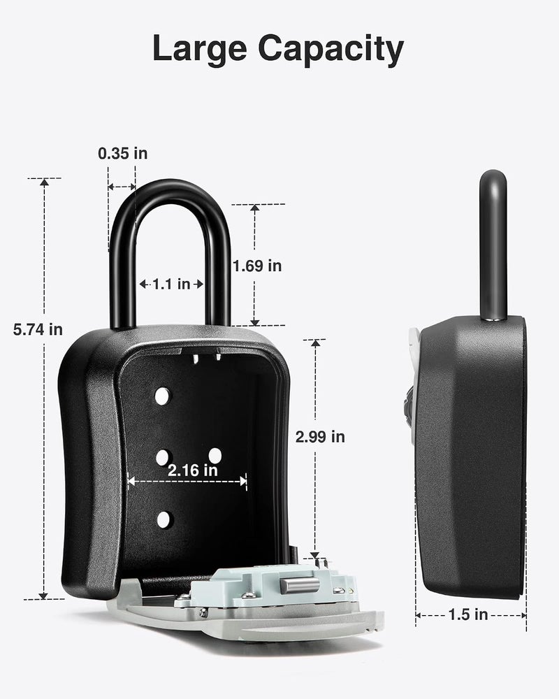 Puroma Portable Combination Lockbox - Wall-Mounted Key Storage Box for House Keys - Image 4