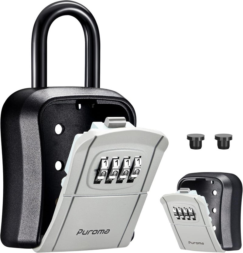 Puroma Portable Combination Lockbox - Wall-Mounted Key Storage Box for House Keys - Image 1