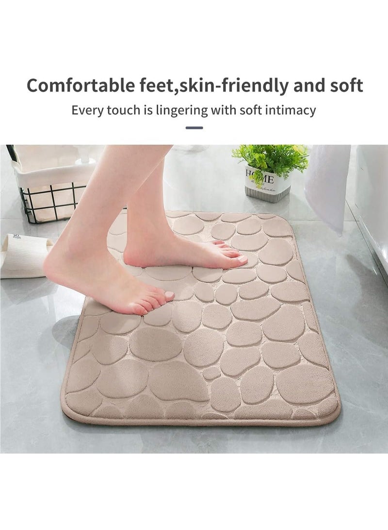 Bluejw Memory Foam Bath Mat, Super Soft Absorbent Bathroom Rug Non Slip, Quick Dry, Machine Washable Floor Carpet for Tub Shower, Home Decor Accessories,50*80CM-Khak - Image 2