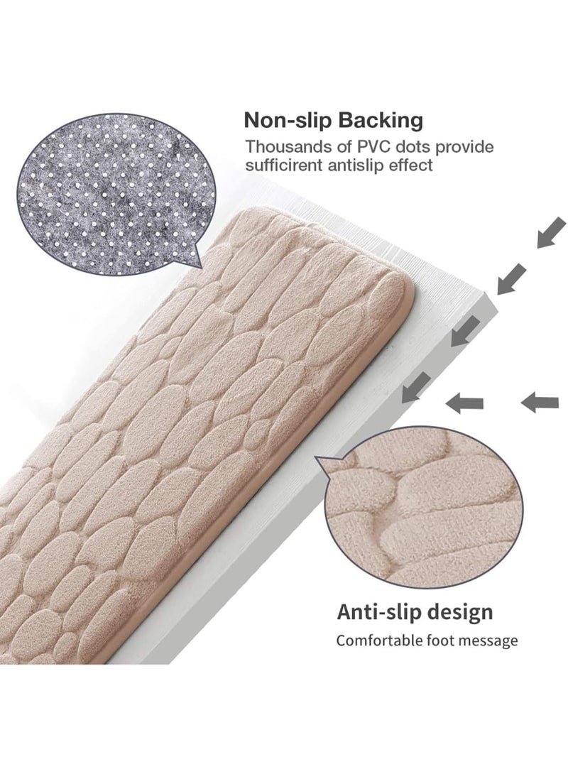 Bluejw Memory Foam Bath Mat, Super Soft Absorbent Bathroom Rug Non Slip, Quick Dry, Machine Washable Floor Carpet for Tub Shower, Home Decor Accessories,50*80CM-Khak - Image 4