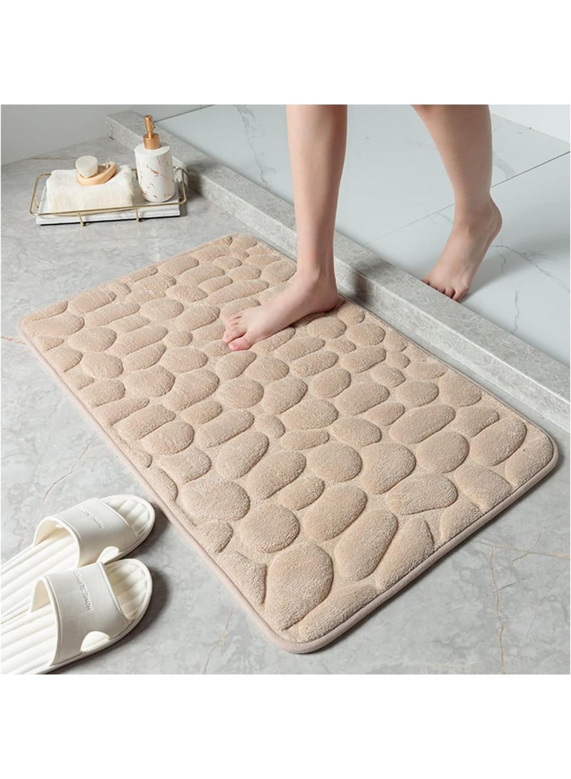 Bluejw Memory Foam Bath Mat, Super Soft Absorbent Bathroom Rug Non Slip, Quick Dry, Machine Washable Floor Carpet for Tub Shower, Home Decor Accessories,50*80CM-Khak - Image 1
