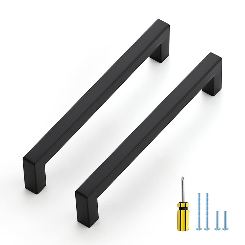Ravinte 10 Pack Square Cabinet Pulls 614 Inch Black Kitchen Cabinet Handles Matte Black Kitchen Hardware for Drawer Pulls Drawer Handles Come with Screwdriver - Image 2