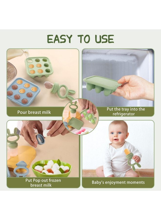WAJIAYON Baby Food Freezer Tray,Silicone Nibble Freezer Tray,Baby Fruit Food Feeder Teether Tray,Breastmilk Popsicle Mold,Baby Food Storage Container Ice Cube Tray Maker for Homemade Baby Food-Blue - Image 3