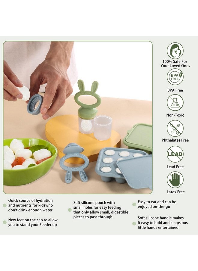 WAJIAYON Baby Food Freezer Tray,Silicone Nibble Freezer Tray,Baby Fruit Food Feeder Teether Tray,Breastmilk Popsicle Mold,Baby Food Storage Container Ice Cube Tray Maker for Homemade Baby Food-Blue - Image 4