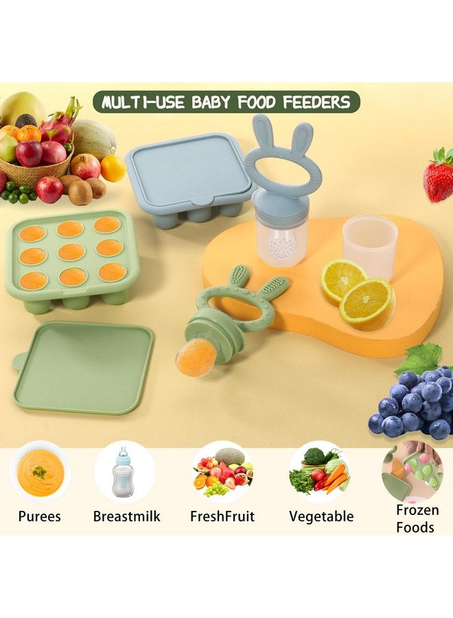 WAJIAYON Baby Food Freezer Tray,Silicone Nibble Freezer Tray,Baby Fruit Food Feeder Teether Tray,Breastmilk Popsicle Mold,Baby Food Storage Container Ice Cube Tray Maker for Homemade Baby Food-Blue - Image 5