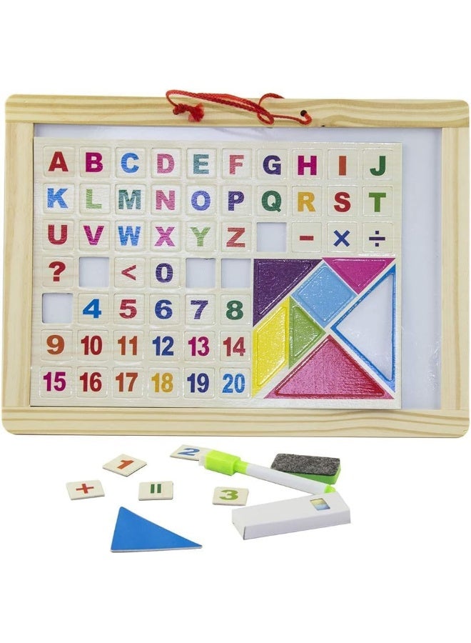 Rapex Double Sided White/Black Magnetic Drawing Board Colorful Erasable Sketching Pad With Alphanumeric Mathematical Signs Educational Learning Toy For Kids Toddlers - Image 1