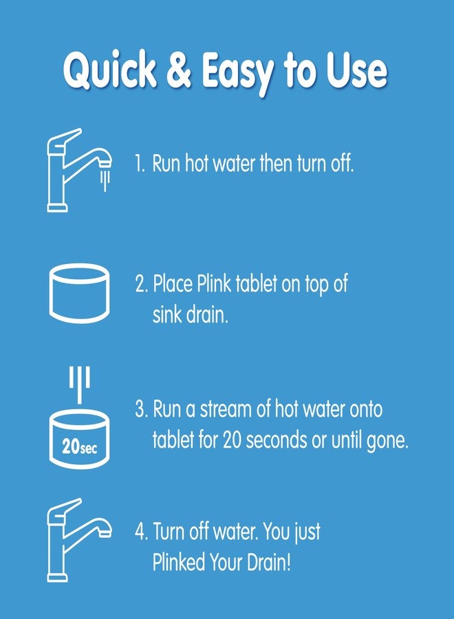 Plink Fizzy Drain Cleaner and Freshener, Prevents Drain Clogs and Buildup, Removes Odors from Bathroom and Kitchen Sinks, Septic-Friendly, Made in the USA, Lemon Scent, 18 Tablets - Image 3