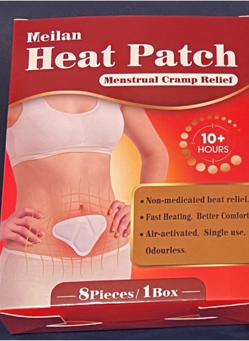Meilan - Pack of 8 Heat Patches for Period Pain and Cramps || 100% Natural Ingredients and Portable || 10 Hours Pain Relief || Quick Relief from Menstrual Pain - Image 1