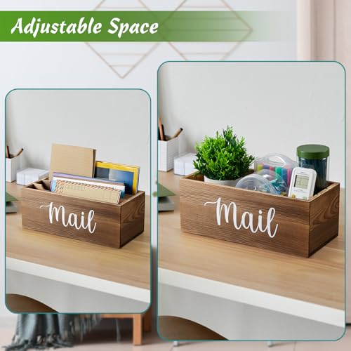 DRASTAR Mail Organizer Countertop, Mail Holder with 3 Slots, Mail Sorter Organizer for Desk, Envelope Holder for Home Office, Burnt Wood - Image 5