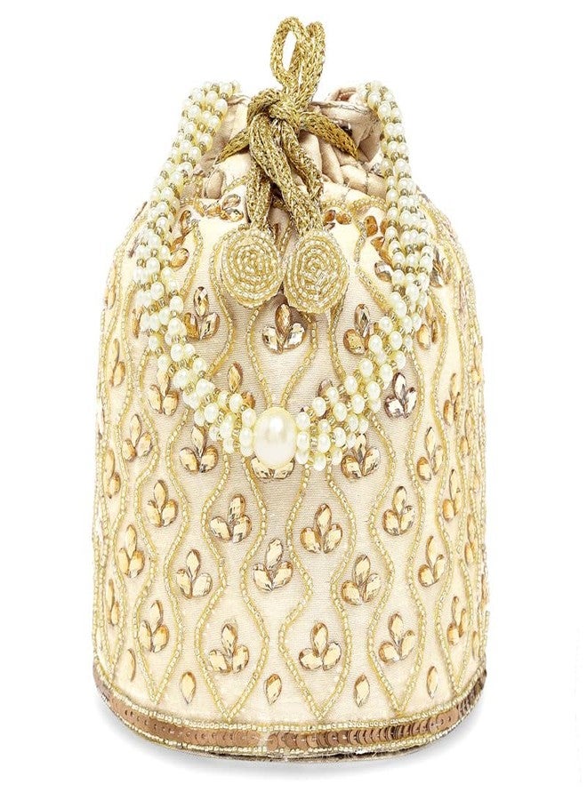 Aheli Embroidered Potli Bag Gift for Women Handmade Ethnic Purse Evening Handbags Stylish Bridal Fashion Clutch Bag Mothers Day Gifts for Mom - Image 1