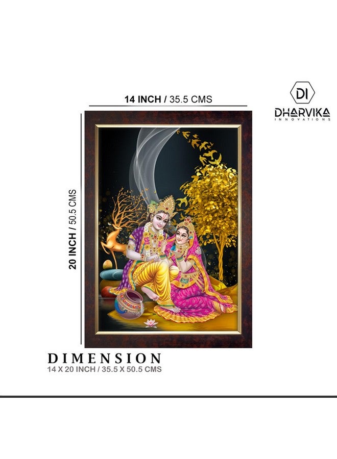 Dharvika Innovations Dharvika Innovations Radha Krishna Photo Frame Big Size Home Decoration with Sparkle Coated Lamination (14x20 Inch) - 20536 - Image 2