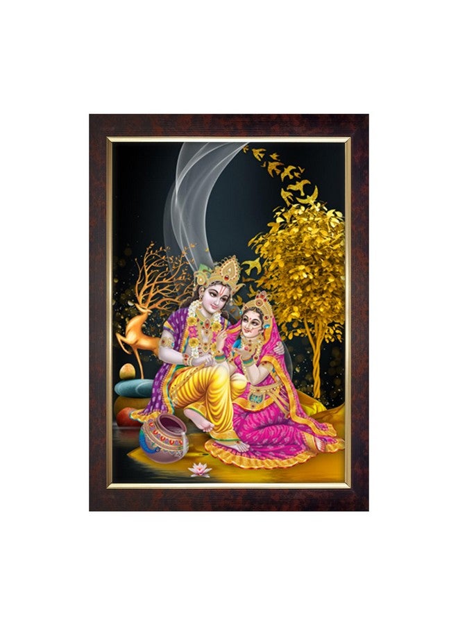 Dharvika Innovations Dharvika Innovations Radha Krishna Photo Frame Big Size Home Decoration with Sparkle Coated Lamination (14x20 Inch) - 20536 - Image 1