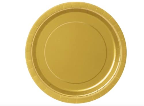 Unique Party Unique Gold Round Paper Dessert Plates - 7" (8 Ct) - Eco-Friendly & Disposable Tableware - Perfect for Celebrations, Weddings & Gatherings - Image 4