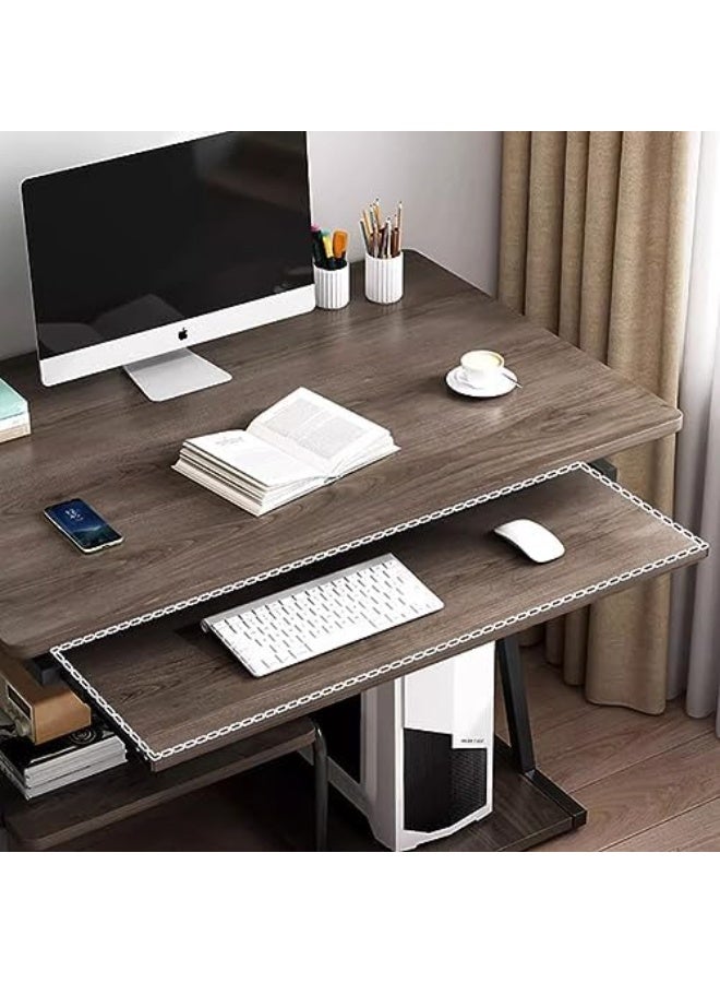 LBMT مكتب كمبيوتر مكتبي مزود بدرج لوحة مفاتيح وتخزين وحدة المعالجة المركزية،ومكتب كمبيوتر للمساحات الصغيرة مع أرفف تخزين،ومكتب مكتب بلون الجوز، وطبقتين، ومكتب كمبيوتر منزلي، ومكتب دراسة للكتابة، ومكتب بسيط لغرفة النوم، موفر للمساحة (الجوز الداكن 31 بوصة L x 16 بوصة W x 28 بوصة ح) - Image 2