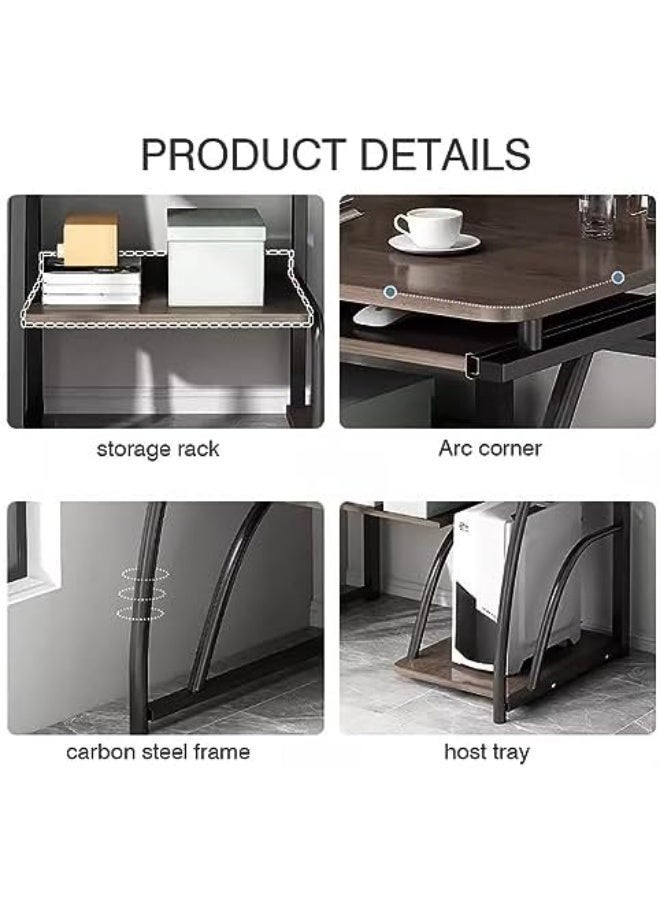 LBMT مكتب كمبيوتر مكتبي مزود بدرج لوحة مفاتيح وتخزين وحدة المعالجة المركزية،ومكتب كمبيوتر للمساحات الصغيرة مع أرفف تخزين،ومكتب مكتب بلون الجوز، وطبقتين، ومكتب كمبيوتر منزلي، ومكتب دراسة للكتابة، ومكتب بسيط لغرفة النوم، موفر للمساحة (الجوز الداكن 31 بوصة L x 16 بوصة W x 28 بوصة ح) - Image 5