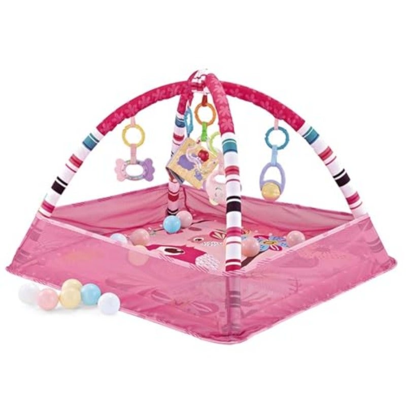 Baby Gym Play Mat 8-in-1 Tummy Time Activity Mat Ball Pit with 5 Hanging Toys and 18 Ocean Balls Baby Toys Gift for Toddler Infant 0-3-6-9-12 Months D - Image 1