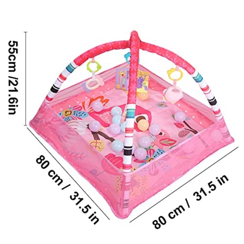 Baby Gym Play Mat 8-in-1 Tummy Time Activity Mat Ball Pit with 5 Hanging Toys and 18 Ocean Balls Baby Toys Gift for Toddler Infant 0-3-6-9-12 Months D - Image 4
