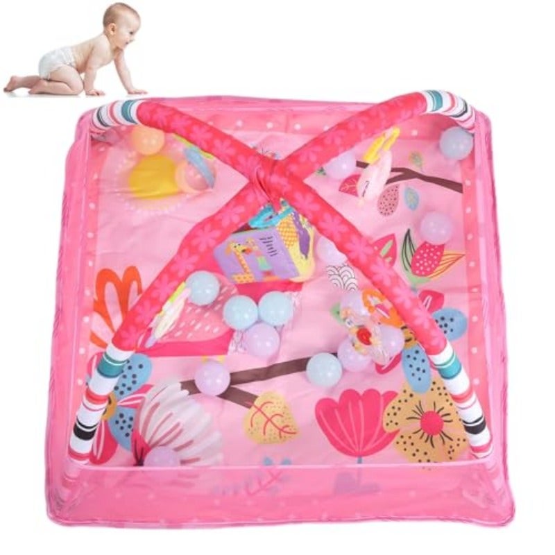 Baby Gym Play Mat 8-in-1 Tummy Time Activity Mat Ball Pit with 5 Hanging Toys and 18 Ocean Balls Baby Toys Gift for Toddler Infant 0-3-6-9-12 Months D - Image 2
