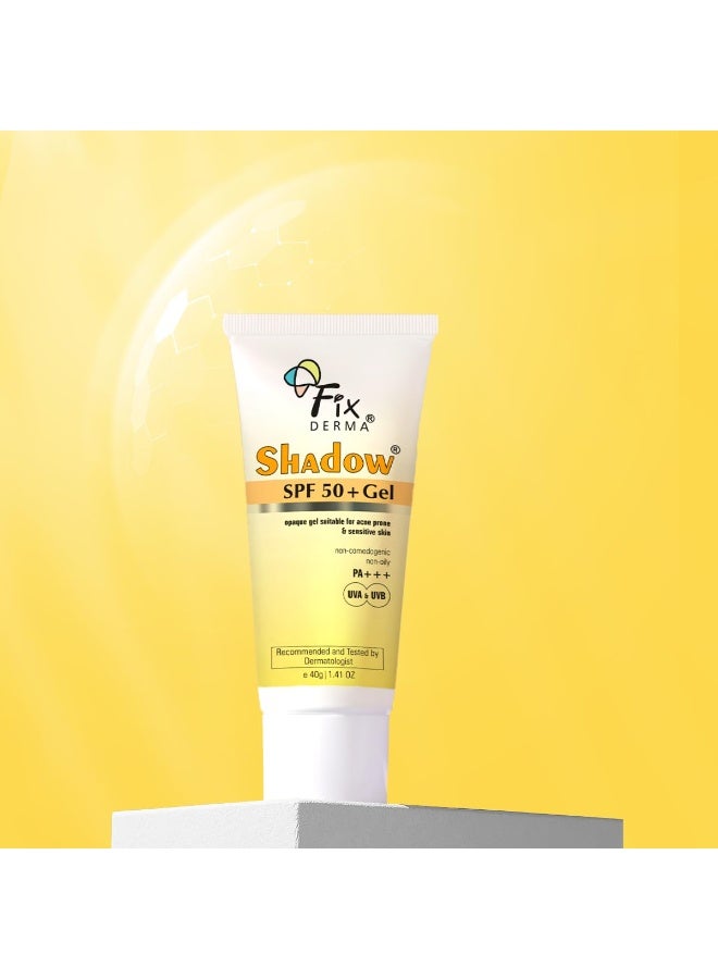 FIXDERMA Shadow Sunscreen SPF 50+ PA+++ Gel Broad Spectrum Sunscreen For UVA & UVB Protection | Unisex (40 g (Pack of 2) - Image 2