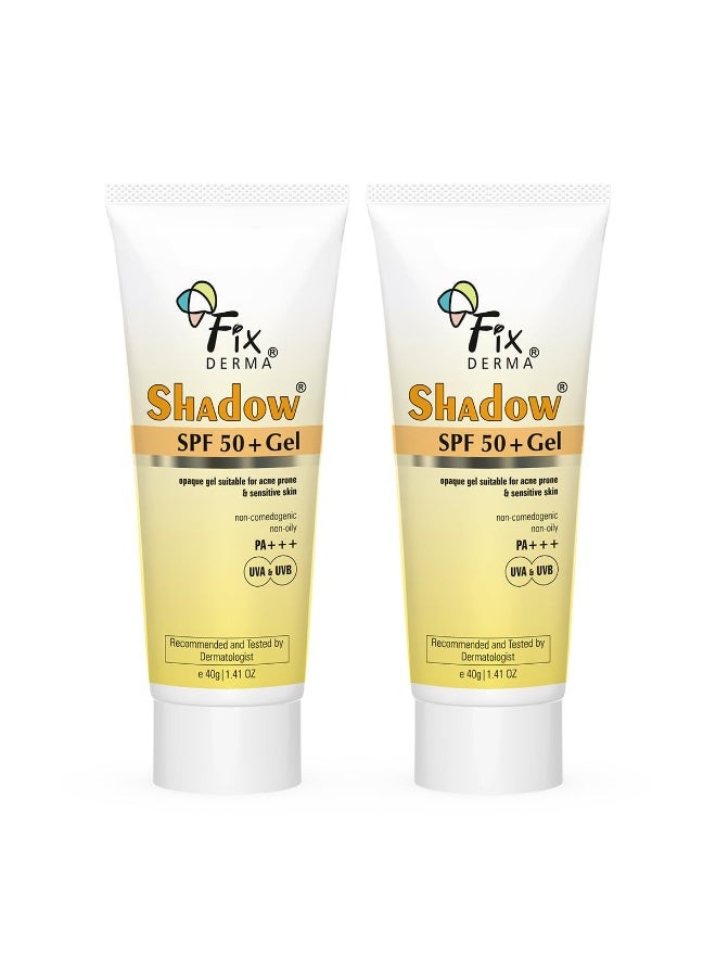 FIXDERMA Shadow Sunscreen SPF 50+ PA+++ Gel Broad Spectrum Sunscreen For UVA & UVB Protection | Unisex (40 g (Pack of 2) - Image 1