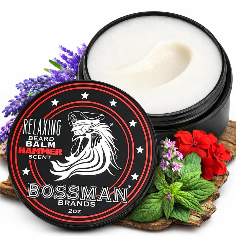 Bossman Relaxing Beard Balm Beard Tamer Relaxer Thickener and Softener Cream Made in USA Hammer Scent - Image 3