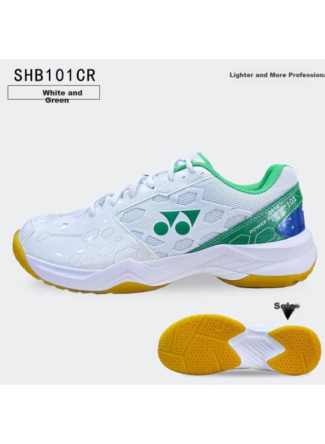 Yonex أحذية كرة الريشة من يونيكس YY للتدريب القابل للتنفس مع وسادة SHB101CR باللون الأبيض والأخضر مقاس 43 - Image 2