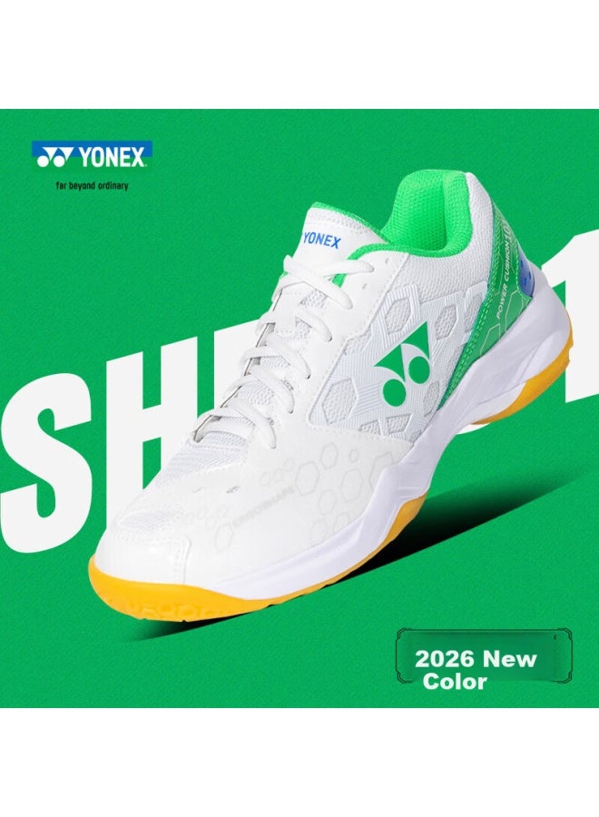 Yonex أحذية كرة الريشة من يونيكس YY للتدريب القابل للتنفس مع وسادة SHB101CR باللون الأبيض والأخضر مقاس 43 - Image 1