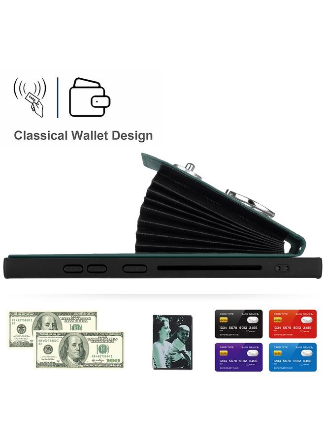 erorex Case For Samsung Galaxy S24 Ultra 5G Organ Card Bag Ring Holder PU Phone Case - Image 3