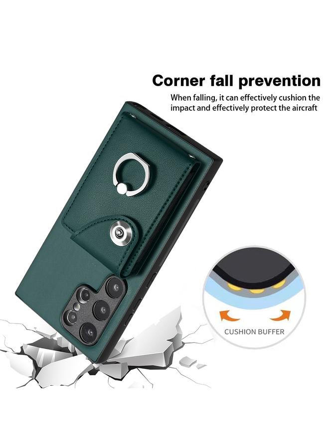 erorex Case For Samsung Galaxy S24 Ultra 5G Organ Card Bag Ring Holder PU Phone Case - Image 5