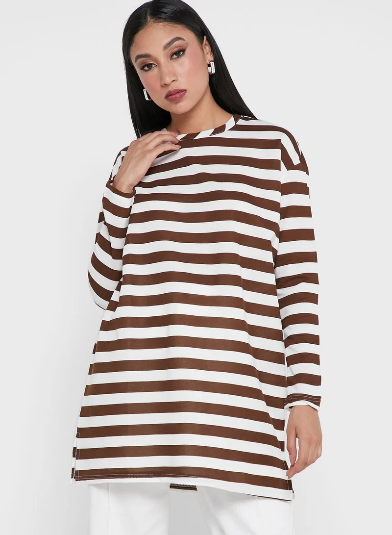 Muni Muni Striped Round Neck Tunic