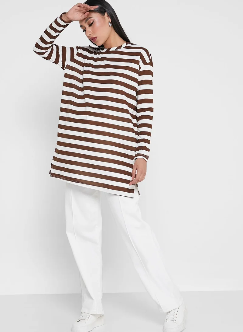 Muni Muni Striped Round Neck Tunic