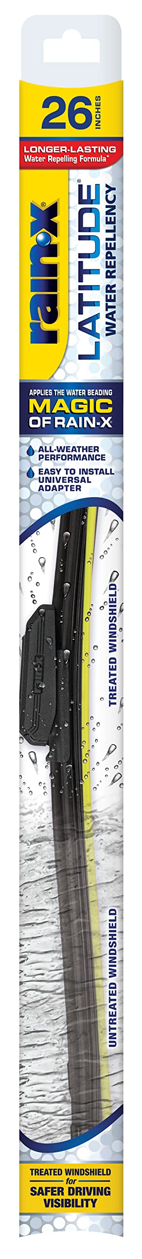 RainX 50792812 Latitude 2In1 Wiper Blades 26 Inch Windshield Wipers Pack Of 1 Automotive Replacement Windshield Wiper Blades With Patented RainX Water Repellency Formula