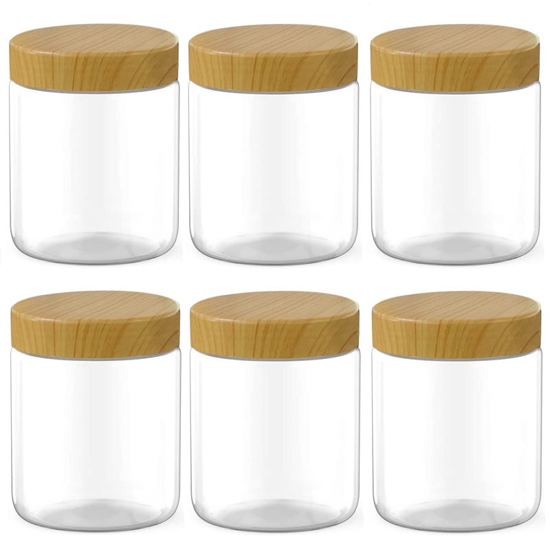 6 Pack 8 Oz Clear Plastic Jars Refillable Kitchen Storage Containers for Dry Food Coffee Nuts and More