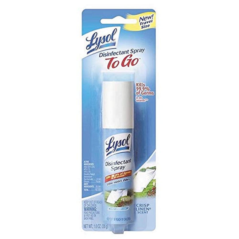 Lysol بخاخ مطهر لايسول للسفر، رائحة الكتان، 1 أونصة - Image 1