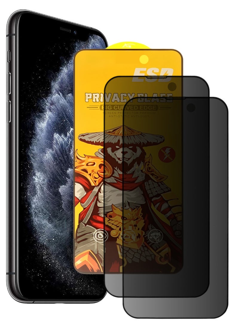ESD 2 Pieces Tempered Dustproof Privacy Glass Screen Protector Compatible For iPhone 11 Pro Max - Image 1