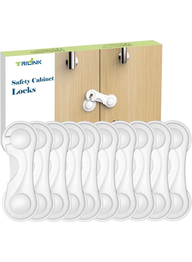 TRILINK Cabinet Locks for Babies 10 Pack, Baby Proofing Baby Safety Locks, Child Locks for Cabinets, Fridge Locks for Kids, Strong Adhesive No Drilling-Durable-Multifunctional for Furniture Kitchen - Image 1