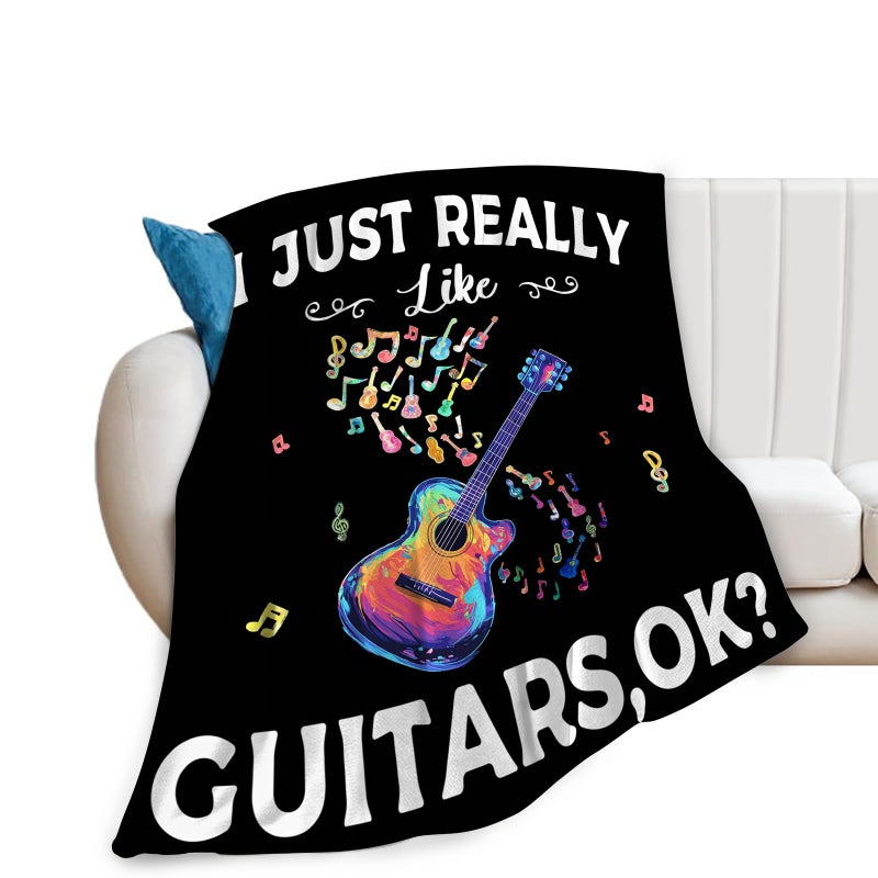 jamie world Guitar Blanket Plush Cozy Guitars Music Lovers Gifts Colorful Note Throw Blankets Flannel Fleece Ultra Soft Fuzzy Party Blanket for Girls Boys Men Women 50""X40""  - Image 1