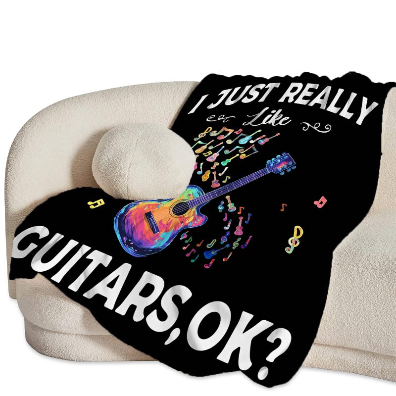 jamie world Guitar Blanket Plush Cozy Guitars Music Lovers Gifts Colorful Note Throw Blankets Flannel Fleece Ultra Soft Fuzzy Party Blanket for Girls Boys Men Women 50""X40""  - Image 2