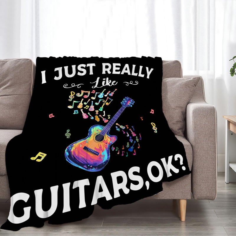 jamie world Guitar Blanket Plush Cozy Guitars Music Lovers Gifts Colorful Note Throw Blankets Flannel Fleece Ultra Soft Fuzzy Party Blanket for Girls Boys Men Women 50""X40""  - Image 4
