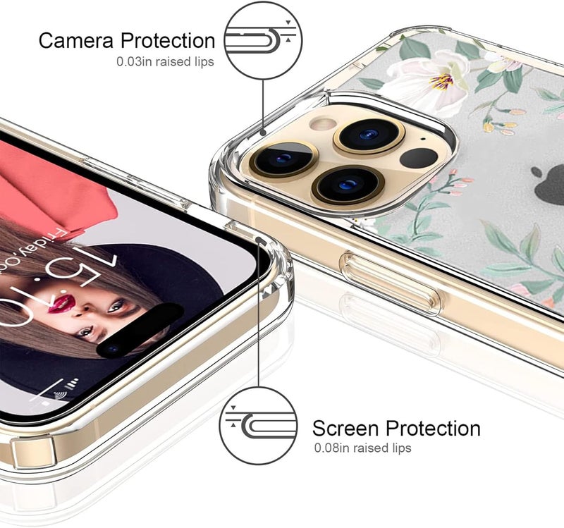 Generic Clear Case for iPhone 13 with Floral Pattern Design - Shockproof TPU Bumper Case - Image 4