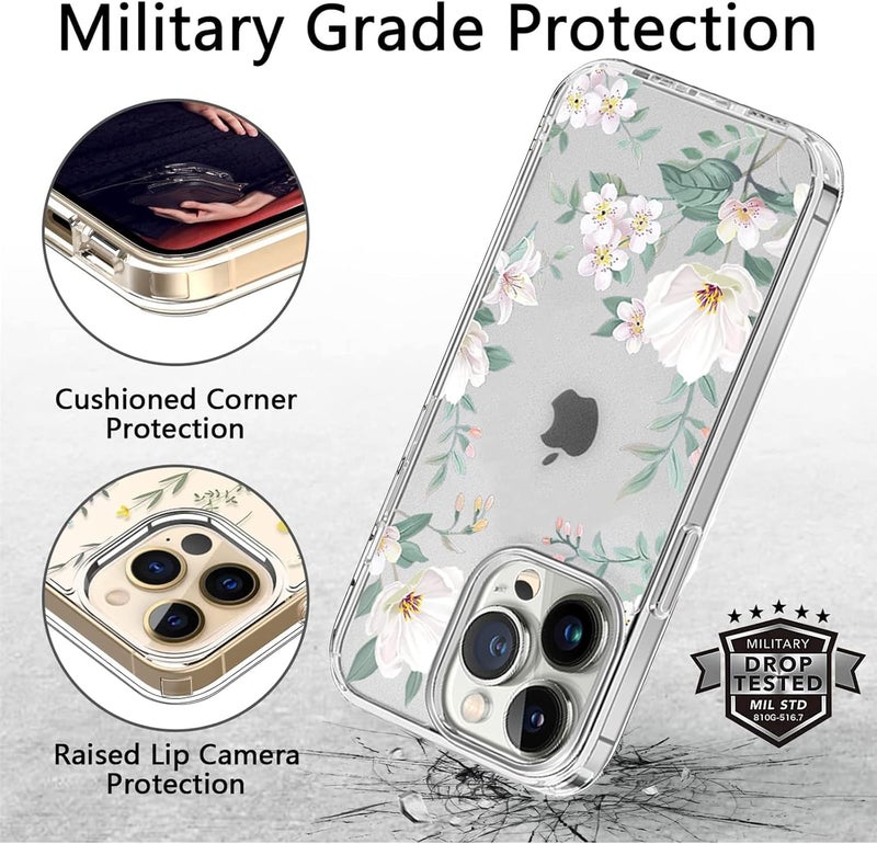 Generic Clear Case for iPhone 13 with Floral Pattern Design - Shockproof TPU Bumper Case - Image 3