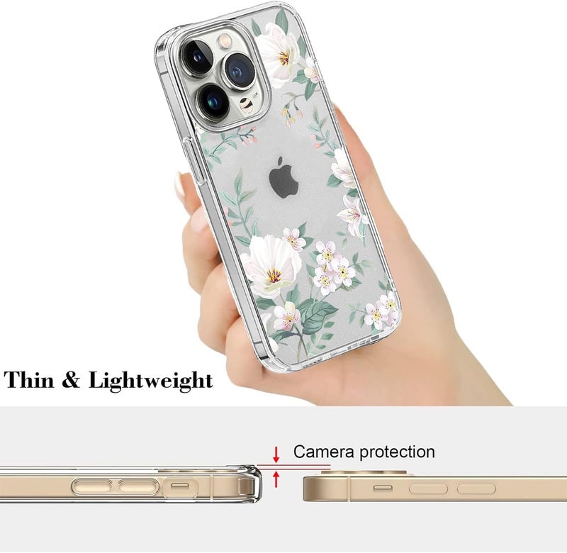 Generic Clear Case for iPhone 13 with Floral Pattern Design - Shockproof TPU Bumper Case - Image 5