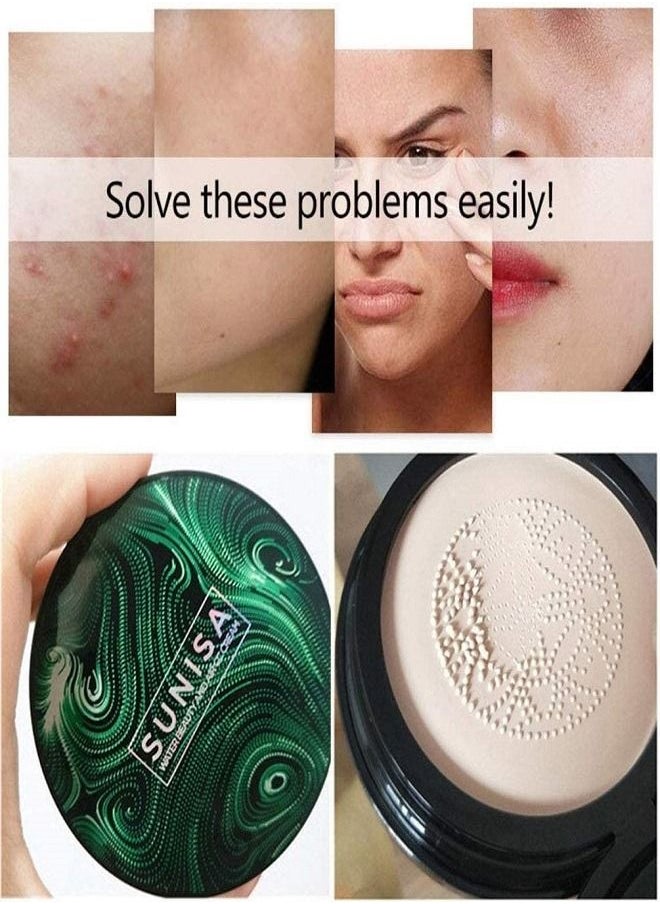 SUNISA - Sunisa Mushroom Head Air Cushion CC Cream Foundation Long-Lasting Coverage of Blemishes, Even Skin Tone, Suitable for All Skin Types - Image 1