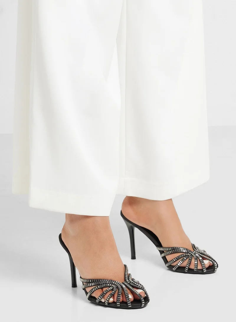 Embellished Mule Heel Sandal