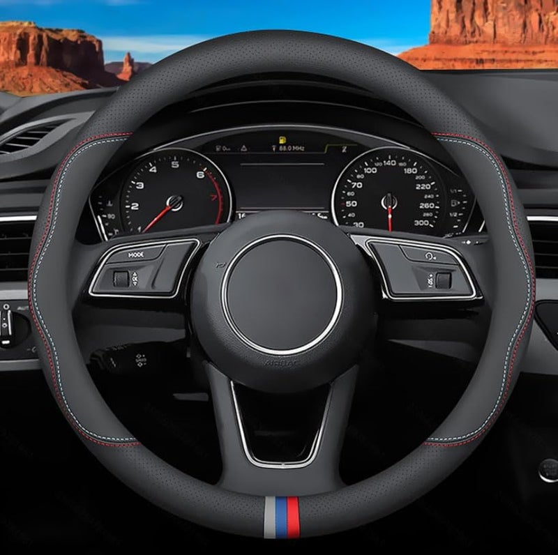 Deer Route CustomFit for BMW Steering Wheel Cover Premium Leather Car Steering Wheel Cover with Logo NonSlip Breathable for BMW Accessories CStylefor BMW