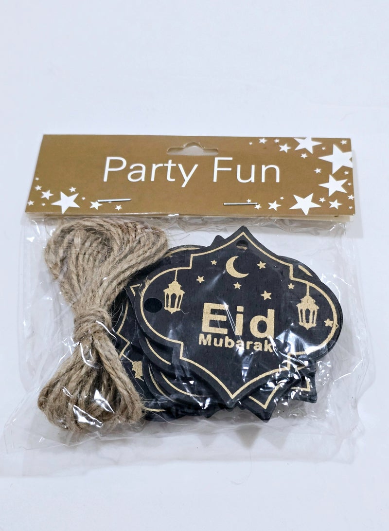Al Zaabiah Eid Mubarak English Black Woody Card & Burlaps Drawstring - Image 4